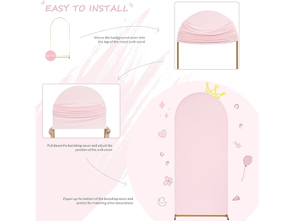 SoarDream Pink Spandex Wedding Arch Cover