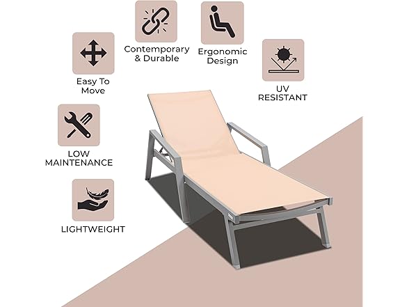 LeisureMod MLAGR-77LBR Marlin Chaise Lounge Light Brown