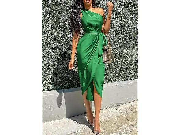 Prettygarden Women (L) One Shoulder Belted Dress