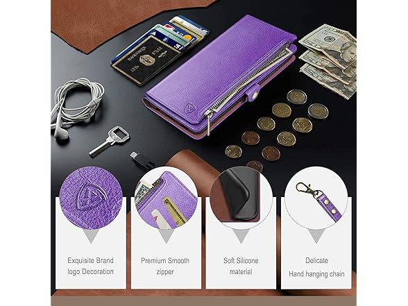 XcaseBar S23 Ultra Wallet Case, Purple