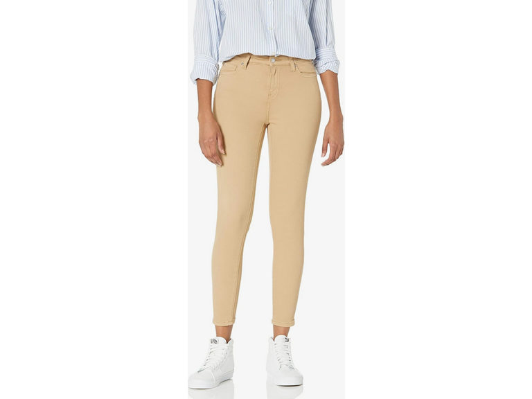 Amazon Essentials Women's Mid-Rise Stretchy Skinny Jean, Light Camel, 10 Long