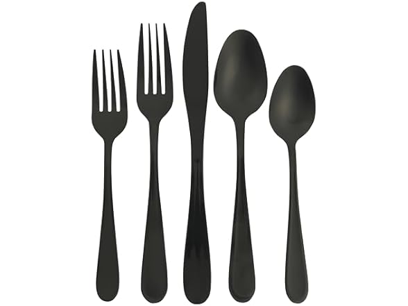 Ravidia Black Flatware Cutlery Silverware Set 20 Pieces