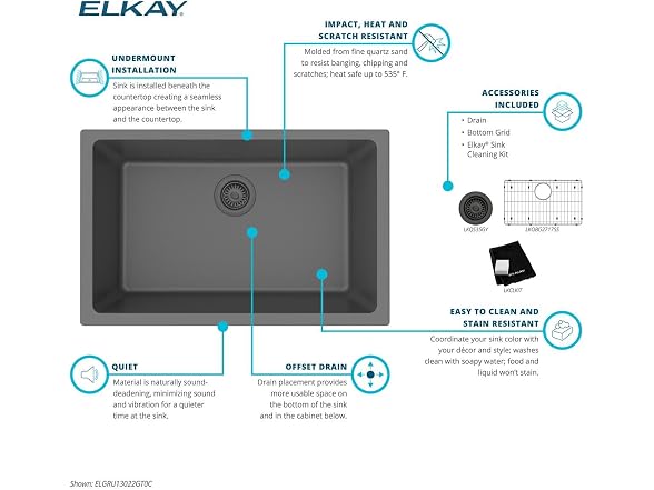 Elkay Quartz Classic 29-1/2" Single Bowl Undermount