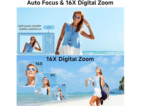 FHD 4K Digital Camera with 64GB SD Card