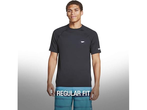 Speedo Regular-Fit Swim Shirt, Black (S)
