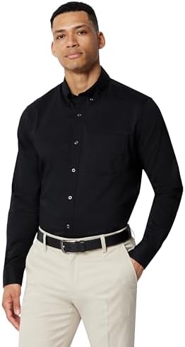 Amazon Essentials Men Stretch Wrinkle Shirt Black - Gallery 13