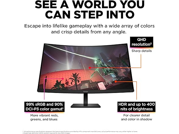 HP OMEN 31.5" QHD IPS 165Hz Curved Gaming Monitor