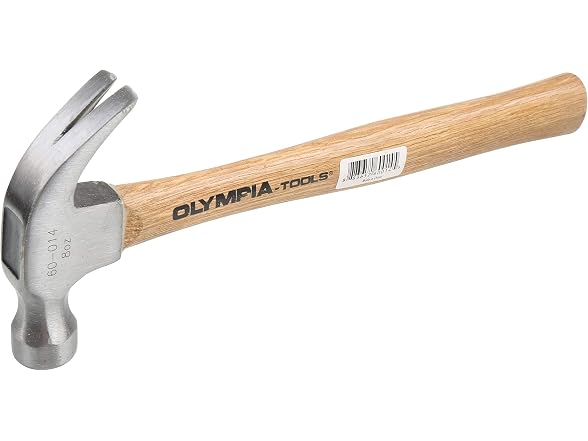 Olympia Tools Claw Hammer, 60-014, 8 Ounce,Silver