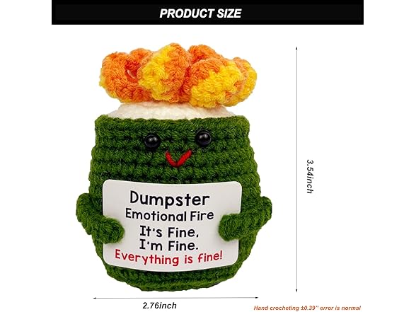 HOOYee Positive Crochet Dumpster Fire Desk