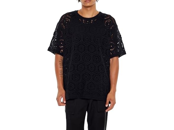 Forever 21 (L) Sweater-Knit Crochet Tee