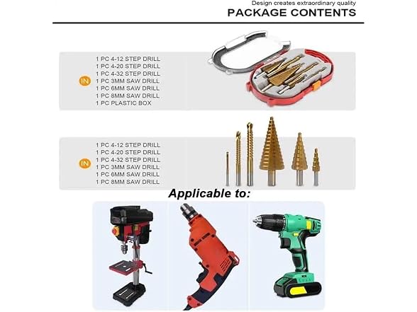 GYQAZSS AAP-Tool-403 6pc Step Drill Bit Set HSS