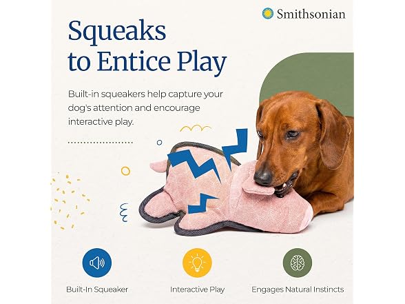Smithsonian Quilted Safari Dog Toy 2-Pack