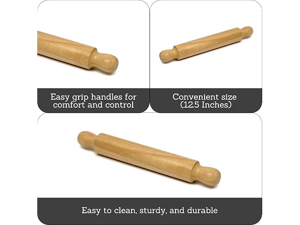 IMUSA 12.5 Inch Wood Rolling Pin for Baking
