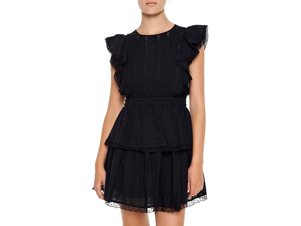 Forever 21  (M) Clip Dot Lace Ruffled Dress Black