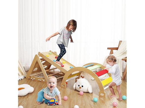 Hipicute 3 In 1 Wooden Climbing Toys