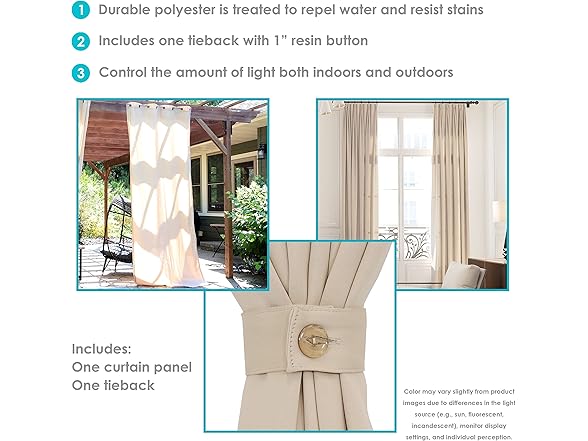 Sunnydaze Panel Light-Filtering Indoor/Outdoor Curtain