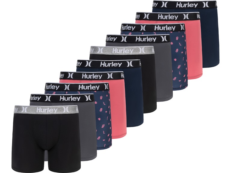 Hurley Men's 10 Pack Printed Boxer Briefs