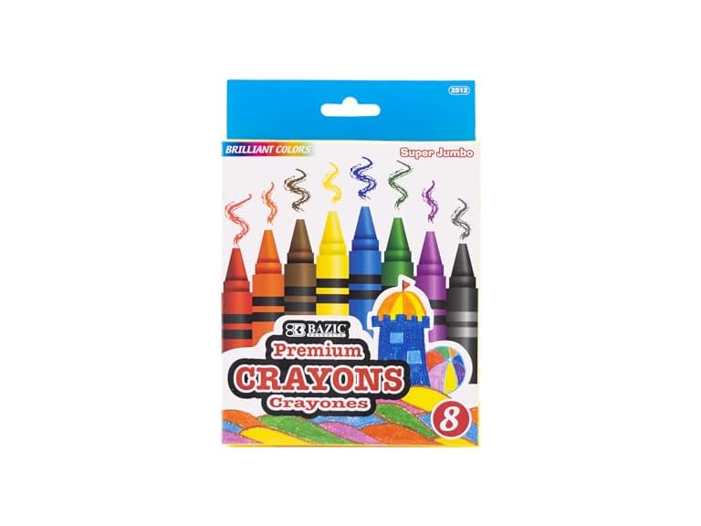 BAZIC Crayons Super Jumbo 8 Color Set
