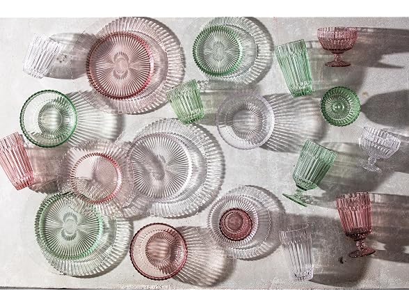 Fortessa Archie Glass Footed Dessert Bowl, 10 Ounce, Pink