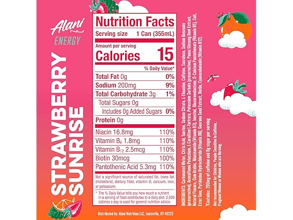 12PK Alani Nu STRAWBERRY SUNRISE Sugar Free