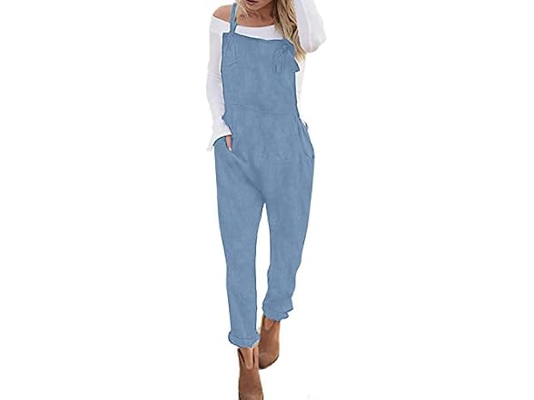 StyleDome Women (L) Overall Trousers Light Blue