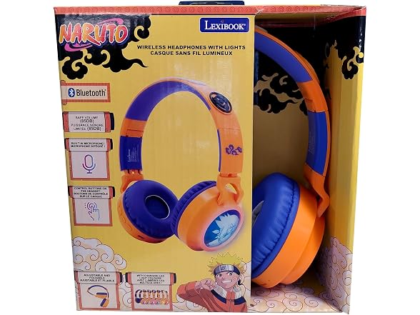 LEXiBOOK, Naruto, Foldable Light-Up Headphones