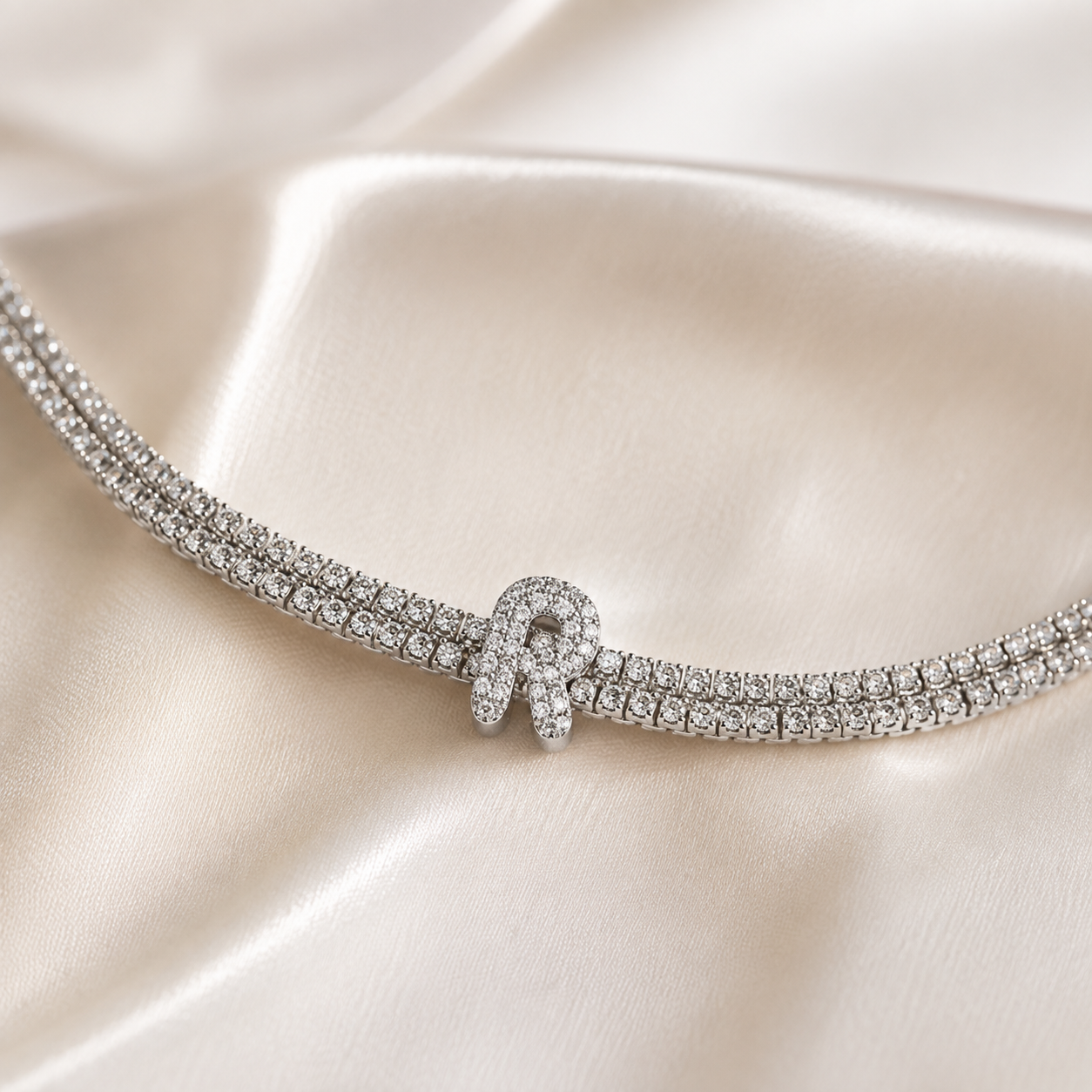 Initial Tennis + Cuban CZ Bracelet - Gallery 20