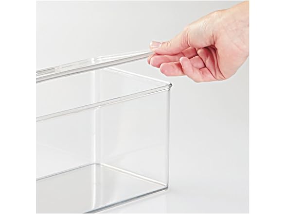 iDesign Plastic Stackable Hinged-Lid Storage Box Clear