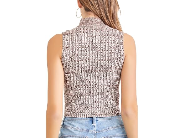 Forever 21 (S) Marled Mock Neck Top Brown