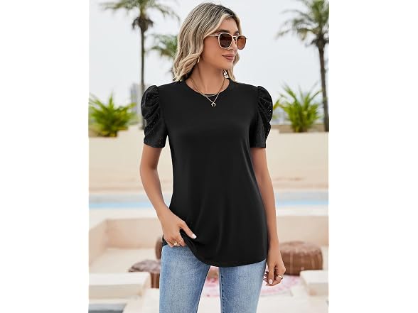 Ivicoer Women (XXL) Puff Sleeve Shirt Trendy Tee