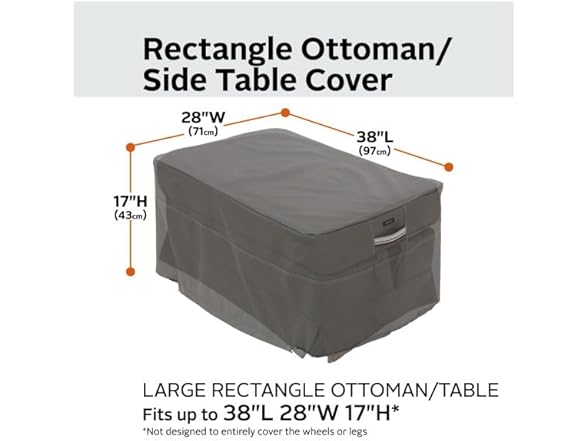 Classic Accessories 38" Rectangular Ottoman/Table Cover