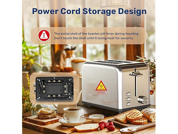 YSSOA 2-Slice Toaster with 6 Browning Setting and 3 Function,