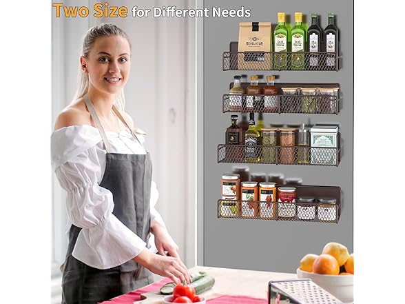 DTUQYX Magnetic Spice Rack for Refrigerator, 4 Pack Brown