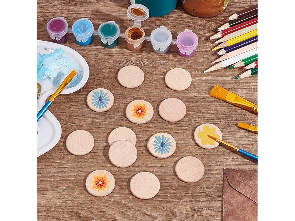 50Pcs 30.5mm Blank Natural Beech Wood