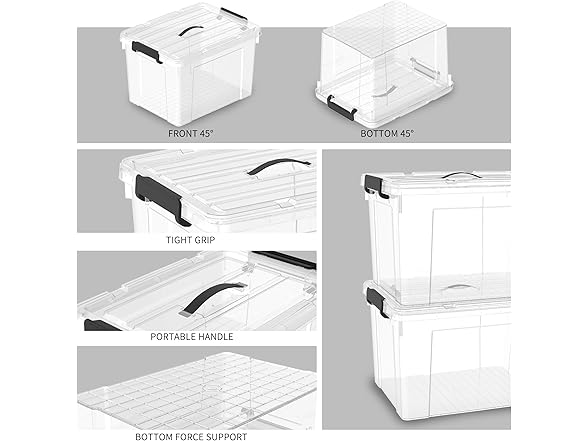 Cetomo 16Qt Plastic Storage Bins, 4-pack