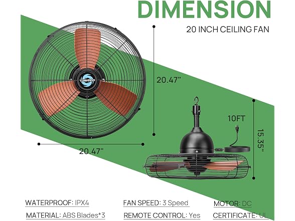 Tornado 20-in Outdoor Ceiling Fan