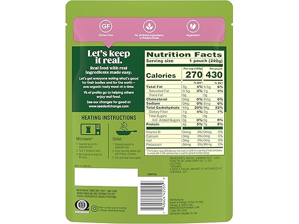 SEEDS OF CHANGE Certified Organic Jasmine Rice