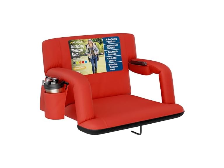 Reclining Stadium Seat w Armrests - Red