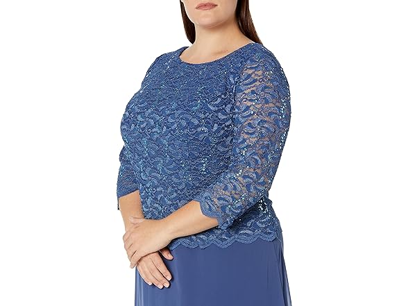 Alex Evenings Women (18 Plus) Dress Trim Wedgewood