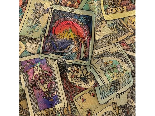AUUXVA Table Cloth Vintage Tarot Pattern