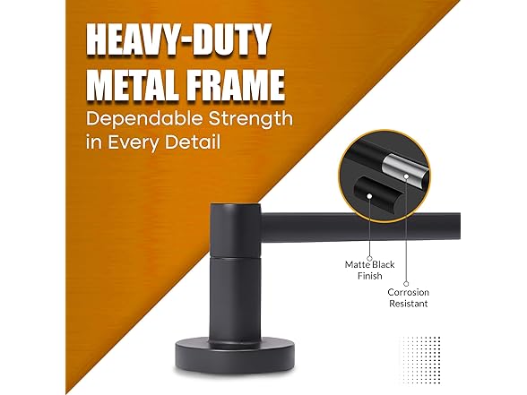 HIGHCRAFT 24 Inch Towel Bar, Matte Black Plated