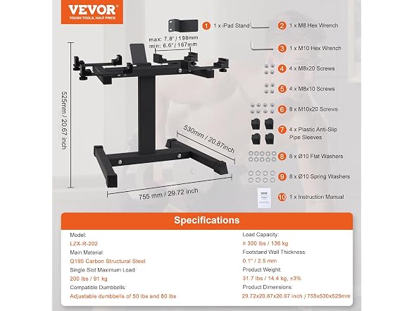 Adjustable Dumbbell Stand, Home Fitness Rack and