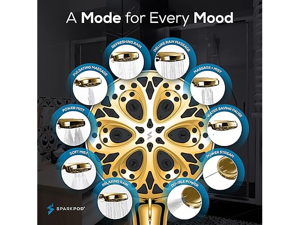 10-Mode Handheld Shower Head w/ 6ft Hose