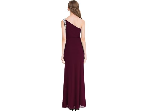 Angel-fashions Women (L) One Shoulder Ruching Gown