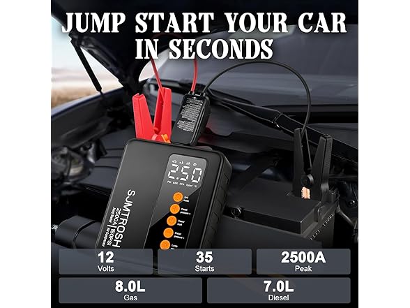 SJMTROSH Jump Starter with Air Compressor, 2500A
