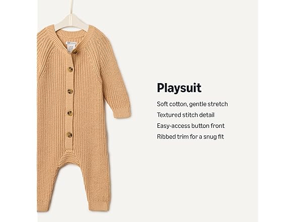 Amazon Essentials Unisex Babies Cotton Knit Playsuit