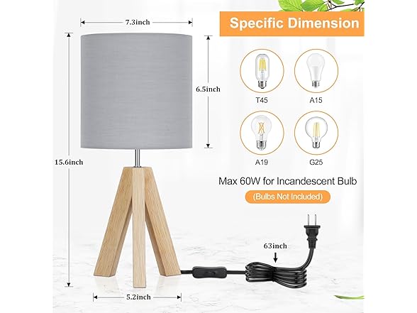 Brightever B0CLTZ64NW Small Bedside Table Lamp