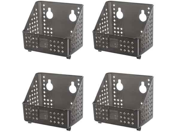 Cetomo Plastic Hanging Baskets with Hole, Clear Black, 4 Pack