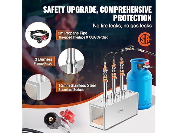 VEVOR Portable Tri-Burner Propane Forge