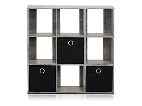 Furinno Simplistic 9-Cube Organizer with Bins